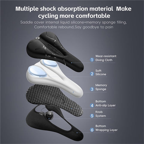 WEST BIKING Bicycle Seat Cover Silicone Memory Sponge Saddle Cushion Pad with Adjust Knob