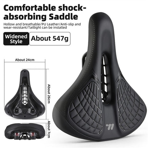 WEST BIKING Bicycle Saddle Wide Comfort Seat Shock Absorbing Spring Cushion with Taillight Mount
