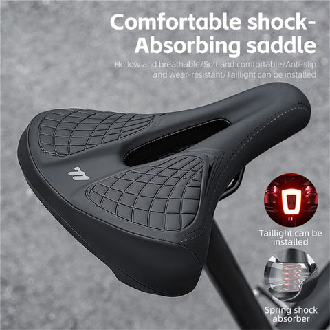 WEST BIKING Bicycle Saddle Wide Comfort Seat Shock Absorbing Spring Cushion with Taillight Mount