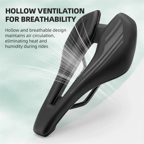 ROCKBROS 38210060001 PU Leather + Shock-Absorbing Sponge Bike Seat Hollow Bicycle Saddle