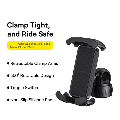 BASEUS QuickGo Series Bike Phone Mount Quick Release Cycling Holder for Bicycle, Motorcycle Tight Secure Phone Clamp