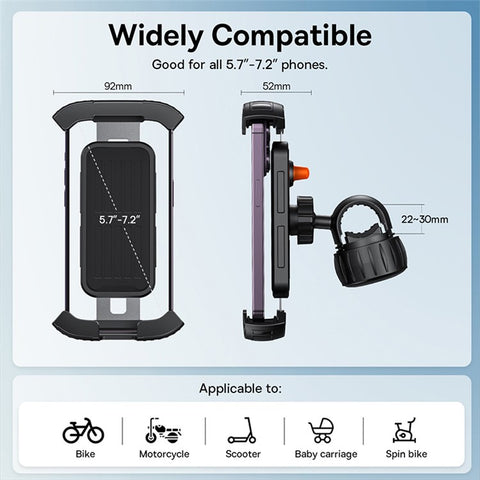 BASEUS QuickGo Series Bike Phone Mount Quick Release Cycling Holder for Bicycle, Motorcycle Tight Secure Phone Clamp