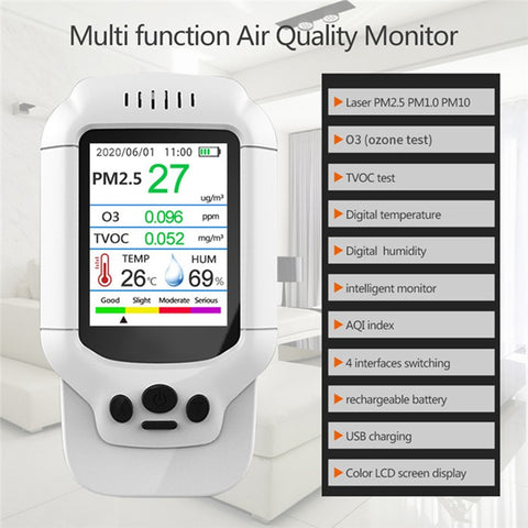 Air Quality Pollution Monitor Temperature Humidity Meter Teste PM2.5 Dust Detector for Home and Office