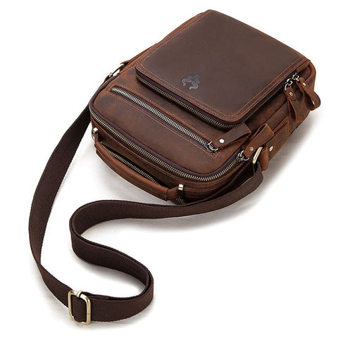 HUMERPAUL MH573 Men Messenger Bag Small Top Layer Cowhide Leather Multipurpose Shoulder Bag