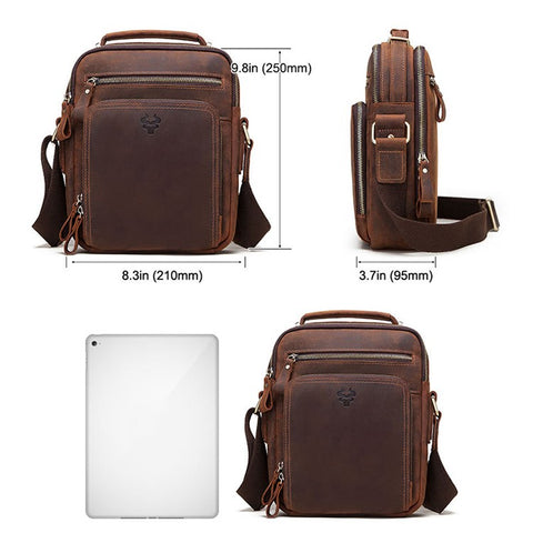HUMERPAUL MH573 Men Messenger Bag Small Top Layer Cowhide Leather Multipurpose Shoulder Bag