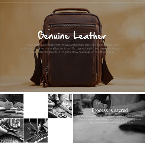 HUMERPAUL MH573 Men Messenger Bag Small Top Layer Cowhide Leather Multipurpose Shoulder Bag