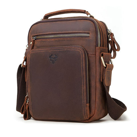 HUMERPAUL MH573 Men Messenger Bag Small Top Layer Cowhide Leather Multipurpose Shoulder Bag