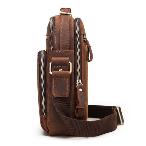 HUMERPAUL MH573 Men Messenger Bag Small Top Layer Cowhide Leather Multipurpose Shoulder Bag