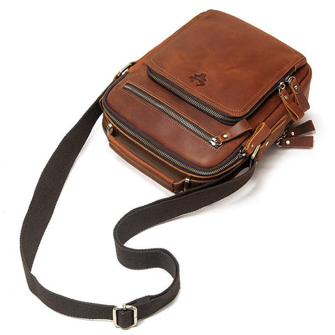 HUMERPAUL MH573 Men Messenger Bag Small Top Layer Cowhide Leather Multipurpose Shoulder Bag