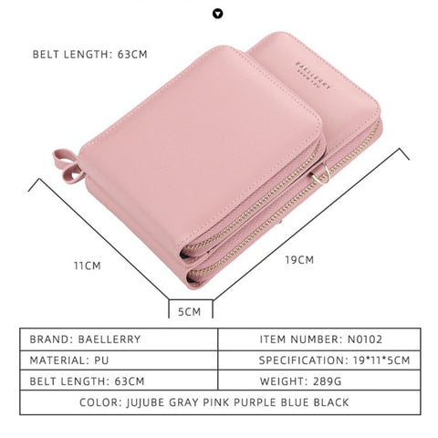 BAELLERRY N0102 Crossbody Bag for Women, Comfortable Shoulder Bag Teen Girl's Long Strap Purse Clutch Wallet Phone Bag