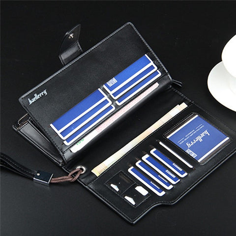 BAELLERRY 171B Men's Clutch Bag PU Leather Wristlet Wallet Card Carrying Purse Driving License Keys Phone Organization Bag