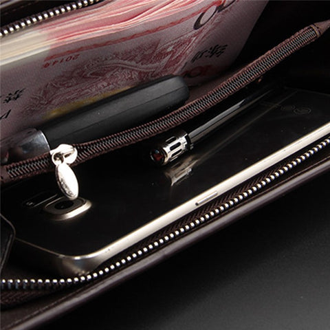 BAELLERRY 171B Men's Clutch Bag PU Leather Wristlet Wallet Card Carrying Purse Driving License Keys Phone Organization Bag