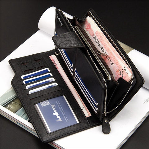 BAELLERRY 171B Men's Clutch Bag PU Leather Wristlet Wallet Card Carrying Purse Driving License Keys Phone Organization Bag