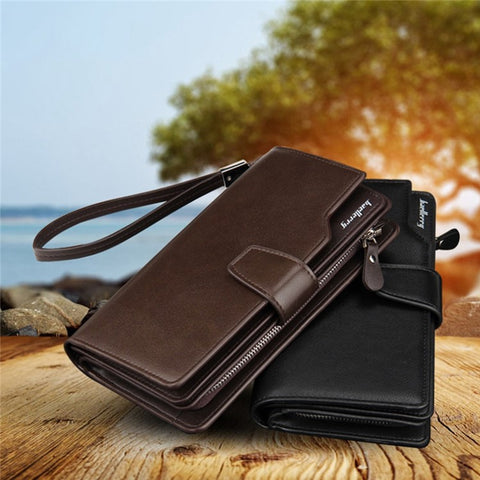BAELLERRY 171B Men's Clutch Bag PU Leather Wristlet Wallet Card Carrying Purse Driving License Keys Phone Organization Bag