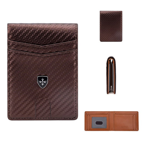 BAELLERRY K9308 Carbon Fiber Texture PU Leather RFID Blocking Card Holder Men Wallet