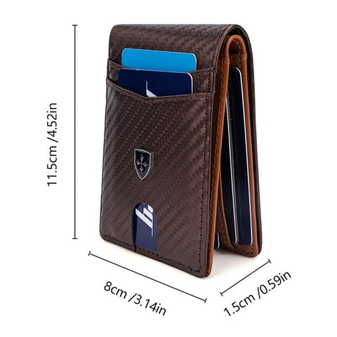 BAELLERRY K9308 Carbon Fiber Texture PU Leather RFID Blocking Card Holder Men Wallet