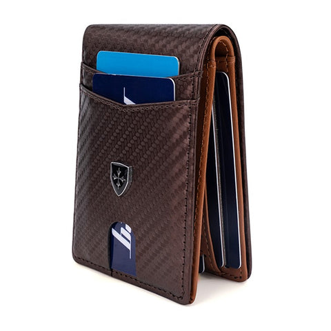 BAELLERRY K9308 Carbon Fiber Texture PU Leather RFID Blocking Card Holder Men Wallet
