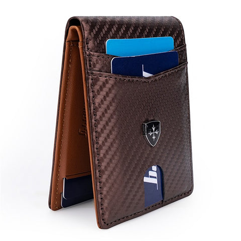 BAELLERRY K9308 Carbon Fiber Texture PU Leather RFID Blocking Card Holder Men Wallet