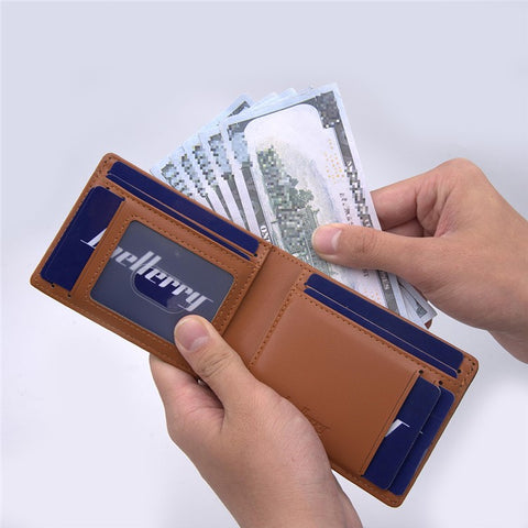 BAELLERRY K9308 Carbon Fiber Texture PU Leather RFID Blocking Card Holder Men Wallet