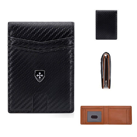 BAELLERRY K9308 Carbon Fiber Texture PU Leather RFID Blocking Card Holder Men Wallet