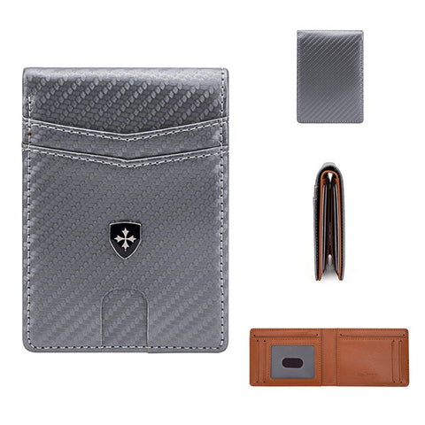 BAELLERRY K9308 Carbon Fiber Texture PU Leather RFID Blocking Card Holder Men Wallet