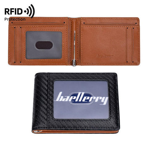 BAELLERRY K9307 Minimalist RFID Blocking PU Leather Men Wallet with Multiple Card Slots and Money Clip