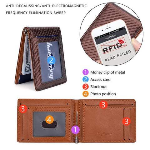 BAELLERRY K9307 Minimalist RFID Blocking PU Leather Men Wallet with Multiple Card Slots and Money Clip