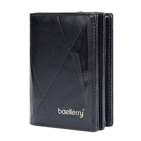 BAELLERRY D3213 Vintage Men PU Leather Short Wallet Cash Card Holder Zipper Coin Purse