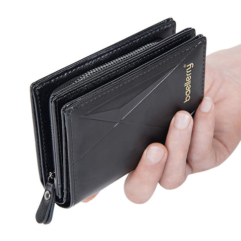 BAELLERRY D3213 Vintage Men PU Leather Short Wallet Cash Card Holder Zipper Coin Purse