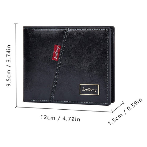 BAELLERRY D3042 Retro PU Leather Men Short Wallet Card Cash Coin Storage Bag