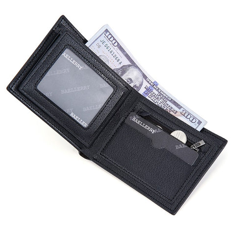 BAELLERRY D3042 Retro PU Leather Men Short Wallet Card Cash Coin Storage Bag