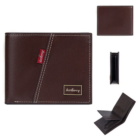 BAELLERRY D3042 Retro PU Leather Men Short Wallet Card Cash Coin Storage Bag