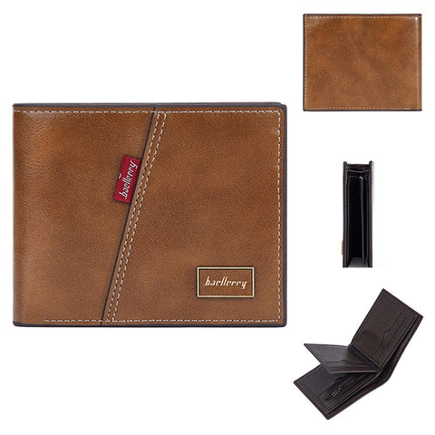 BAELLERRY D3042 Retro PU Leather Men Short Wallet Card Cash Coin Storage Bag