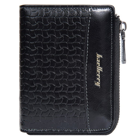 BAELLERRY D3049 Business PU Leather Men Bi-Fold Wallet RFID Blocking Zipper Coin Purse