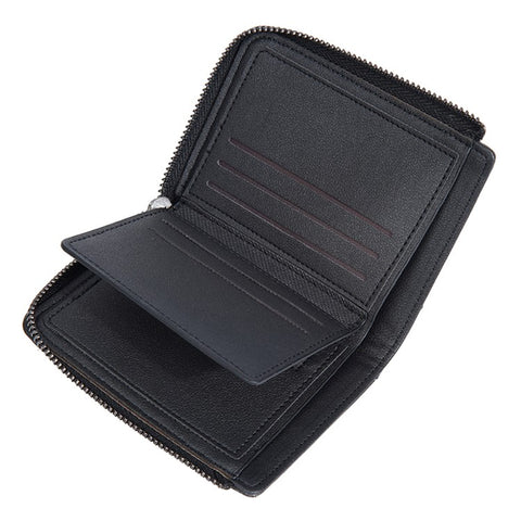 BAELLERRY D3049 Business PU Leather Men Bi-Fold Wallet RFID Blocking Zipper Coin Purse