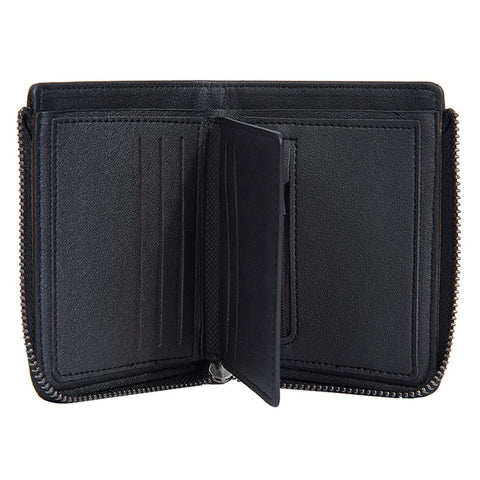 BAELLERRY D3049 Business PU Leather Men Bi-Fold Wallet RFID Blocking Zipper Coin Purse