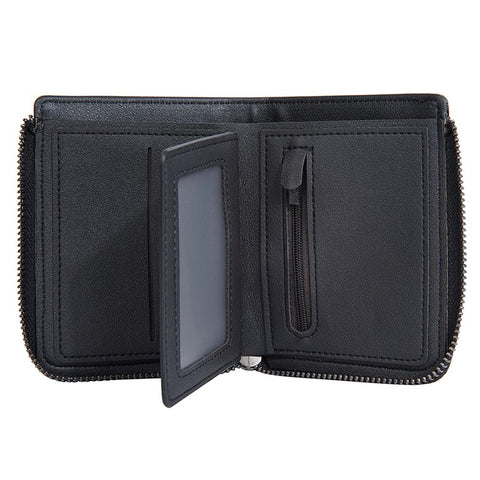 BAELLERRY D3049 Business PU Leather Men Bi-Fold Wallet RFID Blocking Zipper Coin Purse