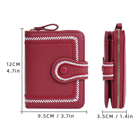 BAELLERRY NR105 Zipper Accordion Card Bag Stylish PU Leather Women Short Wallet Coin Purse