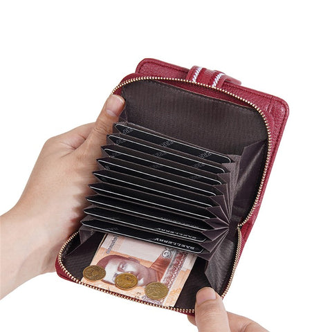 BAELLERRY NR105 Zipper Accordion Card Bag Stylish PU Leather Women Short Wallet Coin Purse