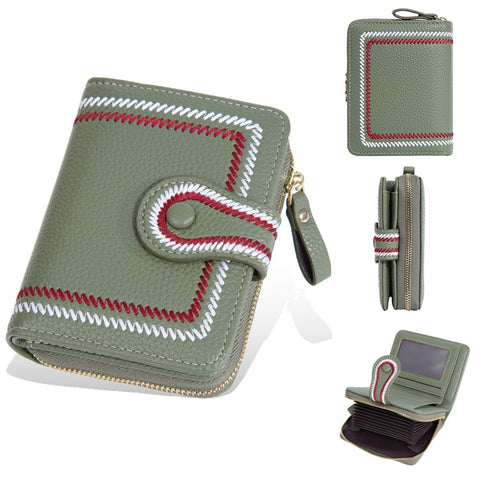 BAELLERRY NR105 Zipper Accordion Card Bag Stylish PU Leather Women Short Wallet Coin Purse