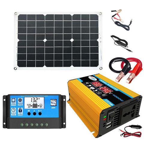 Power Inverter 18W Solar Panel 30A LCD Display Solar Controller 300W Car RV Power Converter