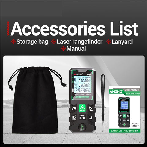 ANENG G50 Portable Laser Rangefinder 50m Measuremen Range Green Beam Laser Distance Measure Tool
