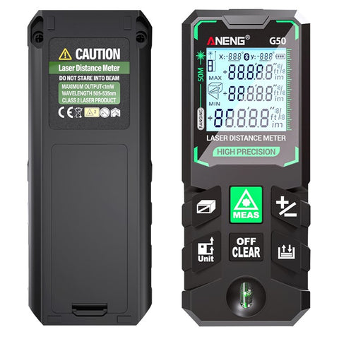 ANENG G50 Portable Laser Rangefinder 50m Measuremen Range Green Beam Laser Distance Measure Tool