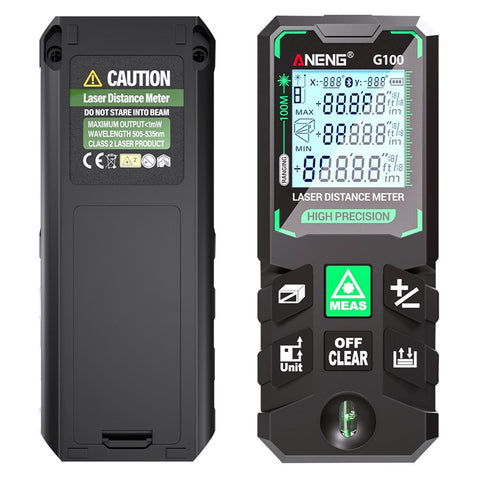ANENG G100 Portable Handheld Laser Rangefinder 100m Measuremen Range Green Beam Laser Distance Measure Tool