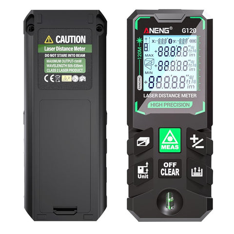 ANENG G120 Portable Handheld Laser Rangefinder 120m Measuremen Range Green Beam Laser Distance Measure Tool