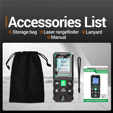 ANENG G70 Portable Handheld Laser Rangefinder 70m Measuremen Range Green Beam Laser Distance Measure Tool