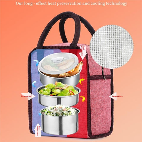 Oxford Cloth Aluminum Foil Thick Lunch Bag Portable Insulated Bento Lunch Bag