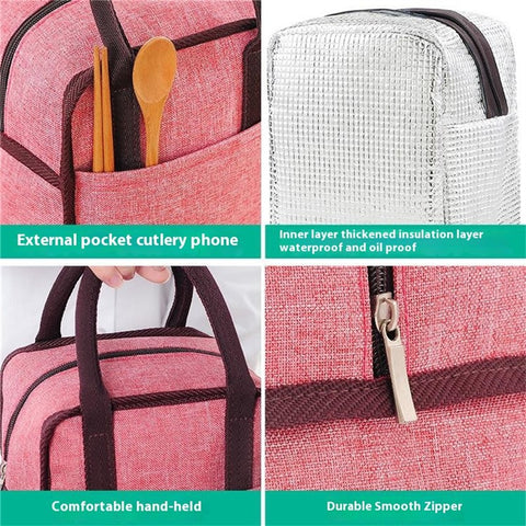 Oxford Cloth Aluminum Foil Thick Lunch Bag Portable Insulated Bento Lunch Bag