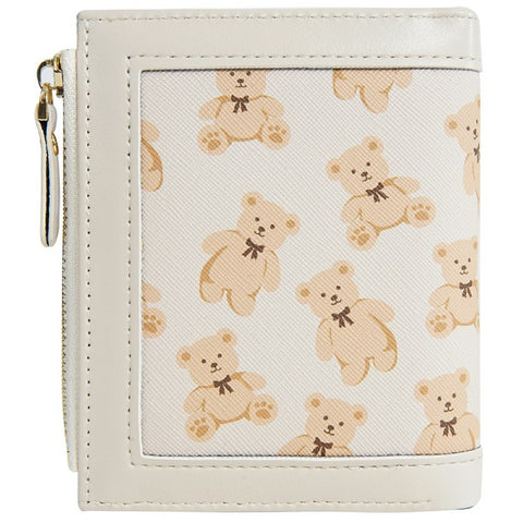 BAELLERRY N1925 Cute Bear Print Multi-Card Wallet PU Leather Coin Purse with Strap Closure