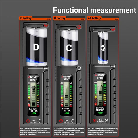 ANENG BT167 Battery Power Tester Analog Bar Display AA AAA Lithium Battery Capacity Tester